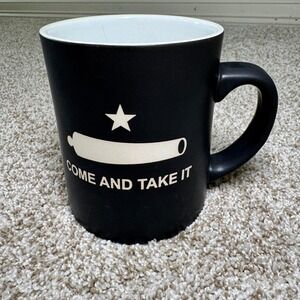 Come and Take It Matte Black Stoneware Coffee Mug Texas Revolution Cannon Star